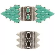 Cymbal - Connecteur pour perles SuperDuo 17x23mm Mantrakia III -Argenté vieilli x1