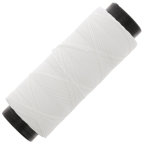 Fil plat en polyester ciré - Slam Cord pour micro macramé 0.8 mm - Blanc x100m