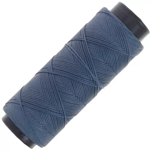 Fil plat en polyester ciré - Slam Cord pour micro macramé 0.8 mm - Bleu jean x100m
