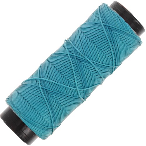 Fil plat en polyester ciré - Slam Cord pour micro macramé 0.8 mm - Turquoise x100m