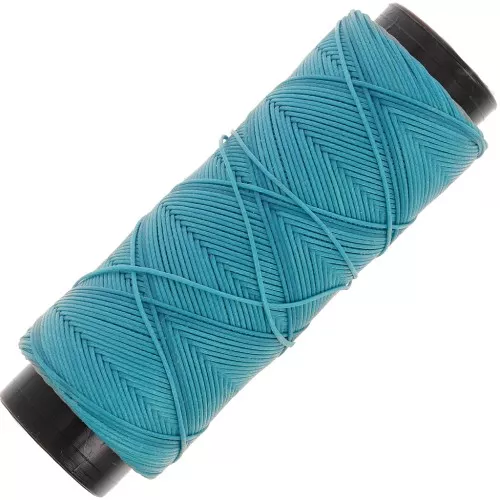 Fil plat en polyester ciré - Slam Cord pour micro macramé 0.8 mm - Turquoise x100m