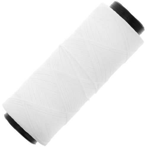 Fil plat en polyester ciré - Slam Cord pour micro macramé 1 mm - Blanc x100m