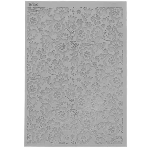 Plaque de texture Moiko pour pâte polymère 97x68 mm - Motif Hellébores x1