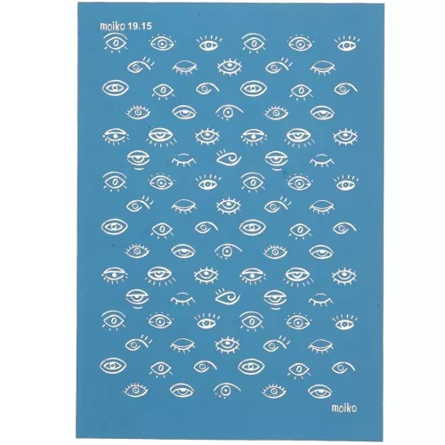 Silk Screen Moiko pour Pâte polymère 74x105 mm - Motif Oeil 19.15 x1