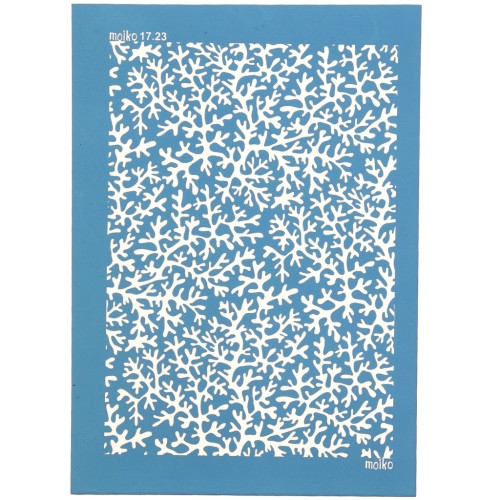 Silk Screen Moiko pour Pâte polymère 74x105 mm - Motif Corail 17.23 x1