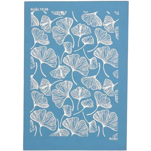 Silk Screen Moiko pour Pâte polymère 74x105 mm - Motif Gingko 19.09 x1
