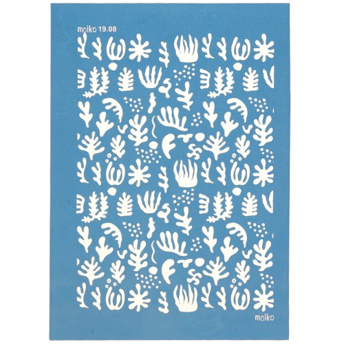 Silk Screen Moiko pour Pâte polymère 74x105 mm - Motif Algues marines 19.08 x1