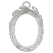 Serti pendentif ovale - décor vagues pour cabochon 18x13 mm - Argent 925 x1