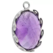 Serti pendentif ovale - décor vagues pour cabochon 18x13 mm - Argent 925 x1