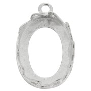 Serti pendentif ovale - décor coeurs pour cabochon 18x13 mm - Argent 925 x1