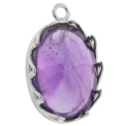 Serti pendentif ovale - décor coeurs pour cabochon 18x13 mm - Argent 925 x1