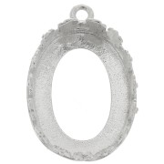 Serti pendentif ovale - décor fleurs pour cabochon 18x13 mm - Argent 925 x1