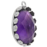 Serti pendentif ovale - décor fleurs pour cabochon 18x13 mm - Argent 925 x1