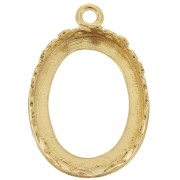 Serti pendentif ovale - décor ornement pour cabochon 18x13 mm - Doré à l'or fin x1|raw }}