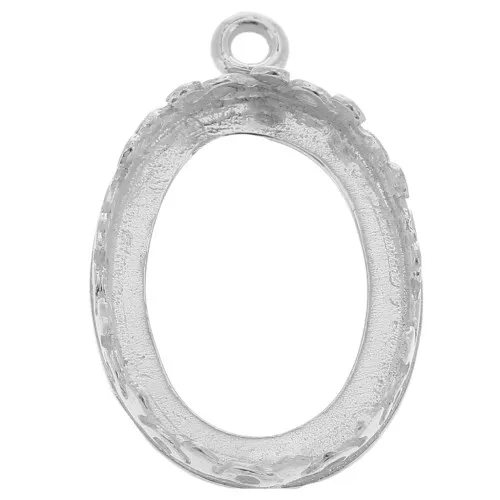 Serti pendentif ovale - décor ornement pour cabochon 18x13 mm - Argent 925 x1