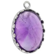 Serti pendentif ovale - décor ornement pour cabochon 18x13 mm - Argent 925 x1