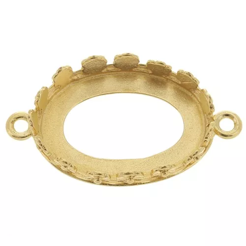 Serti intercalaire ovale - décor fleurs pour cabochon 18x13 mm - Doré à l'or finx1