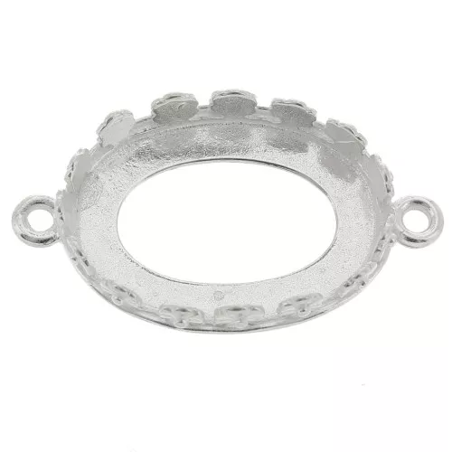 Serti intercalaire ovale - décor fleurs pour cabochon 18x13 mm - Argent 925 x1