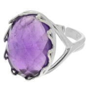 Bague ovale réglable - décor coeurs pour cabochon 18x13 mm - Argent 925 x1