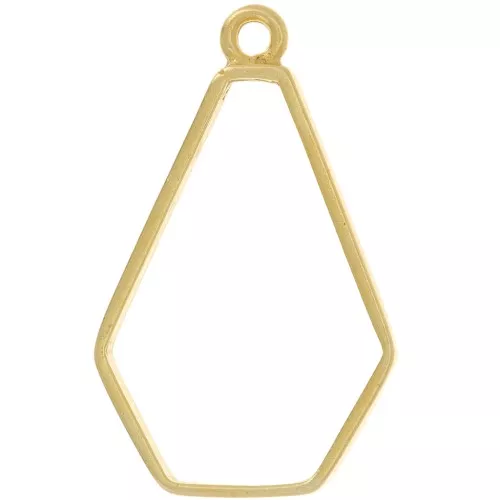 Pendentif hexagone pour résine UV et pâte polymère 36x22 mm - Doré à l'or fin x1