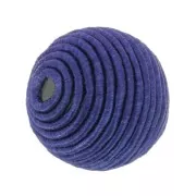 Perle recouverte de fil coton 12 mm  - Bleu marine x1