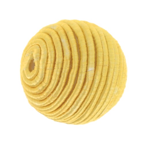Perle recouverte de fil coton 12 mm - Jaune x1