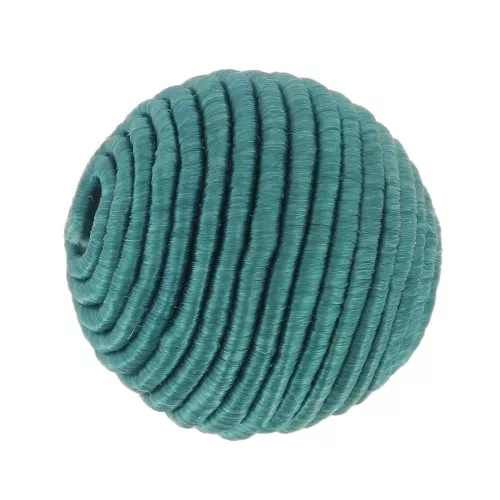 Perle recouverte de fil coton 12 mm - Teal x1