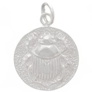 Pendentif médaille motif scarabée 16 mm - Argent 925 x1|raw }}