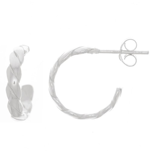 Créoles ouvertes effet tressé 15 mm - Argent 925 x2