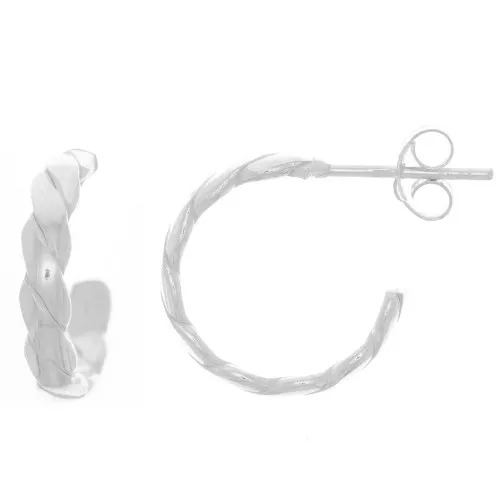 Créoles ouvertes effet tressé 15 mm - Argent 925 x2