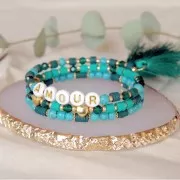 Perles Heishi rondelles  en pâte polymère 4x1 mm - Multi Vert - Gris x39cm