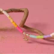 Perles Heishi rondelles  en pâte polymère 4x1 mm - Multi Vert - Gris x39cm