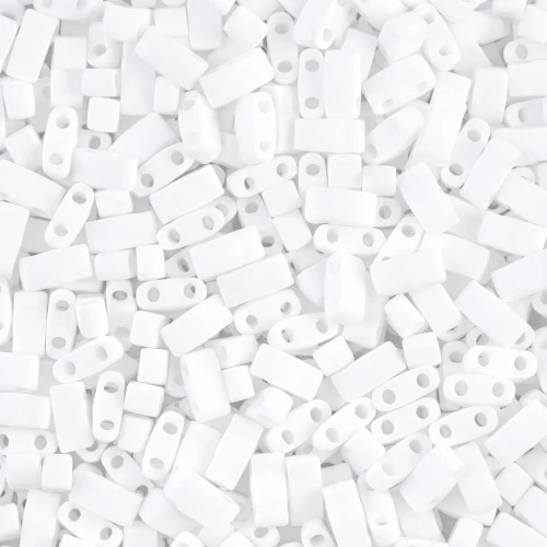 Miyuki Half Tila Beads 5x2.3x1.9mm HTL-402F - Opaque White Mat x10g