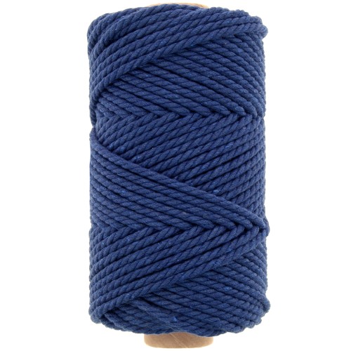 Bobine de cordon en coton pour macramé 3 mm - Bleu nuit x50m