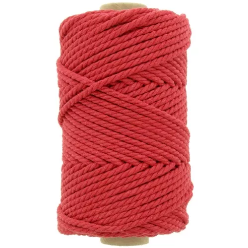 Bobine de cordon en coton pour macramé 3 mm - Rouge x50m
