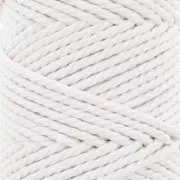 Bobine de cordon en coton pour macramé 3 mm - Blanc x50m