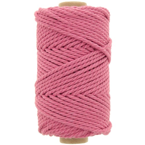 Bobine de cordon en coton pour macramé 3 mm - Vieux rose x50m