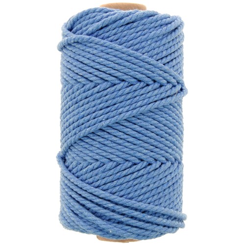 Bobine de cordon en coton pour macramé 3 mm - Bleu clair x50m