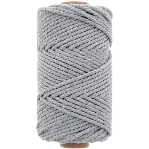 Bobine de cordon en coton pour macramé 3 mm - Gris clair x50m