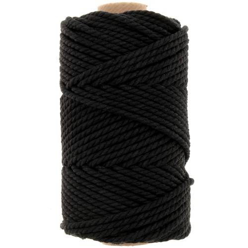 Bobine de cordon en coton pour macramé 3 mm - Noir x50m