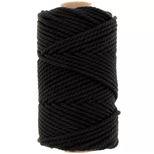 Bobine de cordon en coton pour macramé 3 mm - Noir x50m