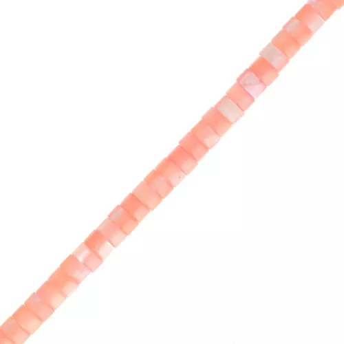 Perles rondelles Heishi en nacre teintée 4x2 mm - Orange clair x39cm