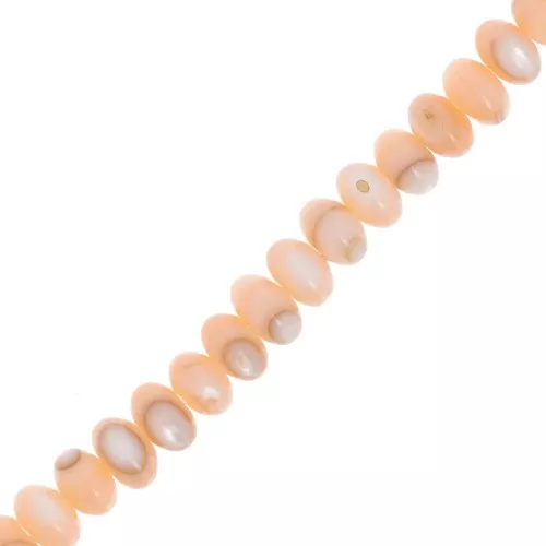 Perles rondelles - Heishi en nacre teintée 6x4 mm - Orange clair x38cm