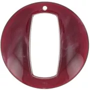 Pendentif rond évidé en acrylique 39 mm - Marbré rouge foncé x1