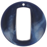 Pendentif rond évidé en acrylique 39 mm - Marbré bleu foncé x1|raw }}