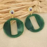 Pendentif rond évidé en acrylique 39 mm - Marbré bleu foncé x1