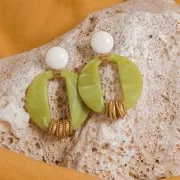 Pendentif rond évidé en acrylique 39 mm - Marbré bleu foncé x1