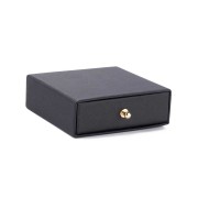 Ecrin bijoux à tiroir pour parure en carton 9x9x3 cm - Noir - Doré x1