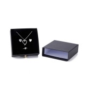 Ecrin bijoux à tiroir pour parure en carton 9x9x3 cm - Noir - Doré x1