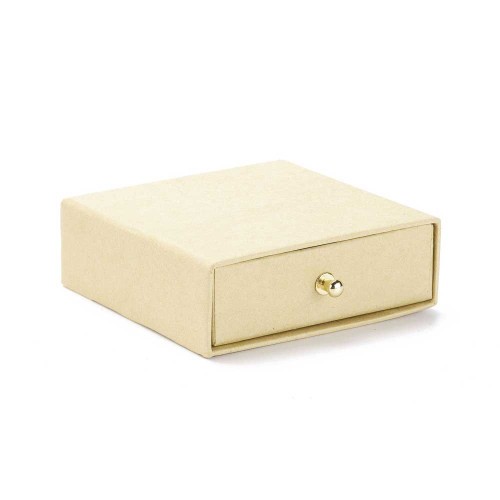 Ecrin bijoux à tiroir pour parure en carton 9x9x3 cm - Naturel - Doré x1